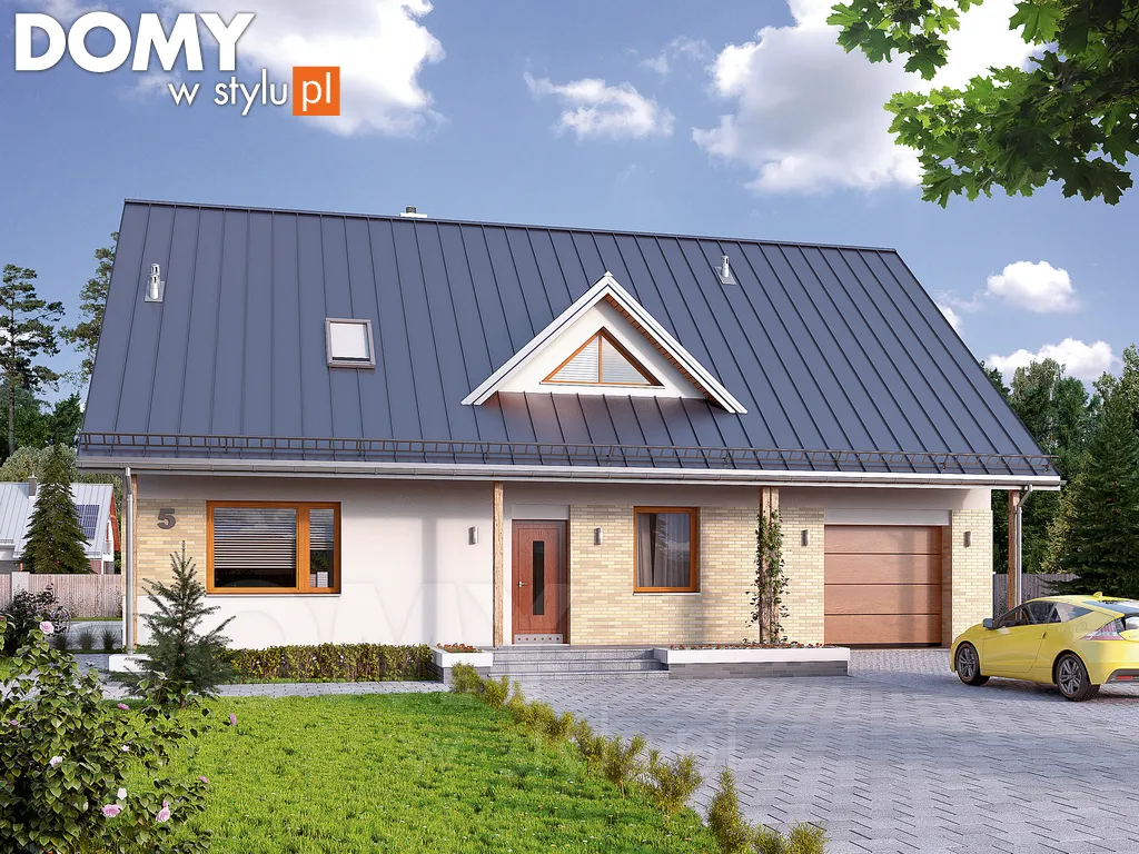 Nowoczesny projekt domu z poddaszem Jeżyna 2 - wizualizacja frontowa