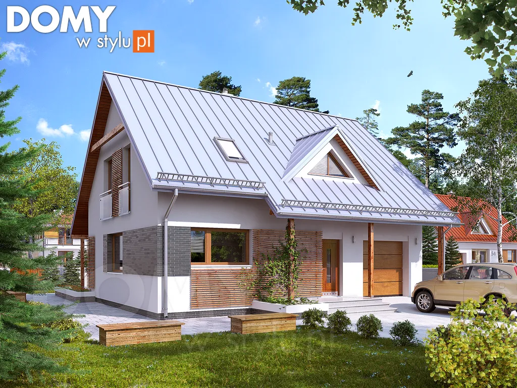 Nowoczesny projekt domu z poddaszem Jeżyna 3 - wizualizacja frontowa