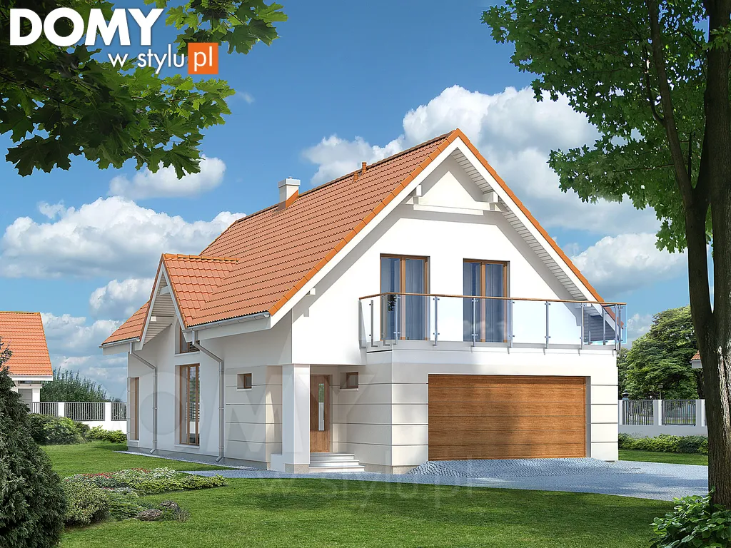 Nowoczesny projekt domu z poddaszem Jodła 2 - wizualizacja frontowa