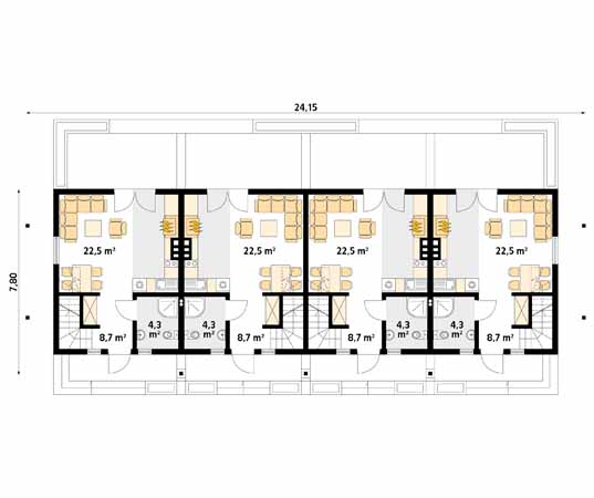 Projekt pensjonatu Jowisz dr-S - rzut parteru