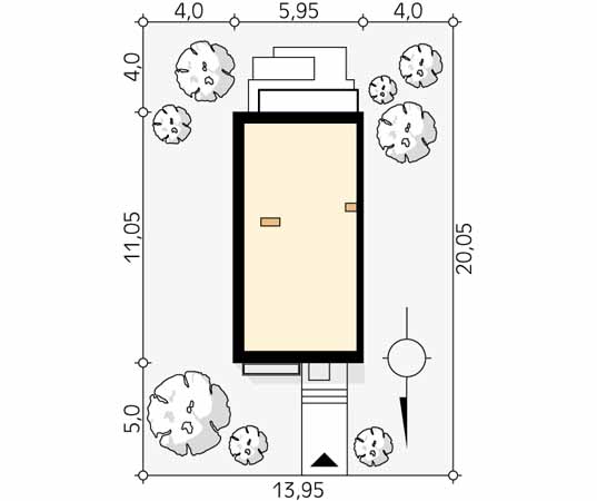 Projekt domu Juka W - usytuowanie na działce