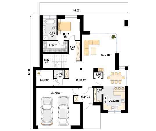 Projekt domu Justa 3 - rzut parteru