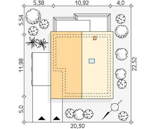 Projekt domu Kalatea - usytuowanie na działce