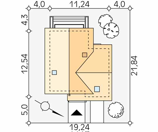 Projekt domu Kalcyt - usytuowanie na działce
