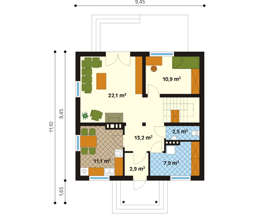 Projekt domu Kalina - rzut parteru