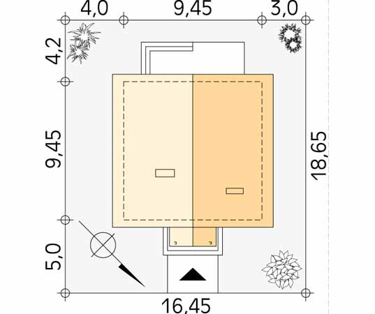 Projekt domu Kalina - usytuowanie na działce