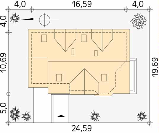 Projekt domu Kanon - usytuowanie na działce