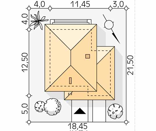 Projekt domu Karmazyn - usytuowanie na działce