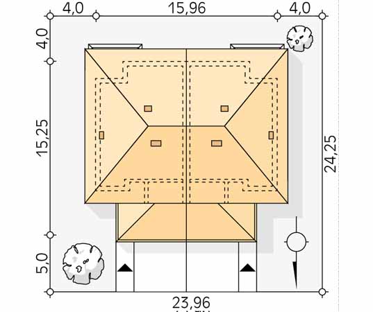 Projekt domu Karminowy - usytuowanie na działce
