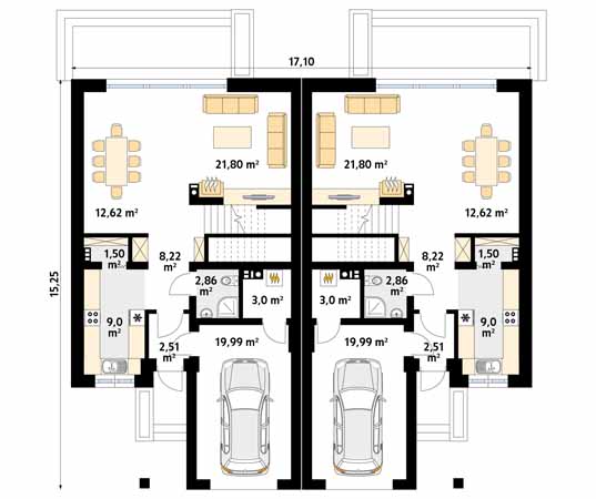 Projekt domu Karminowy 2 - rzut parteru
