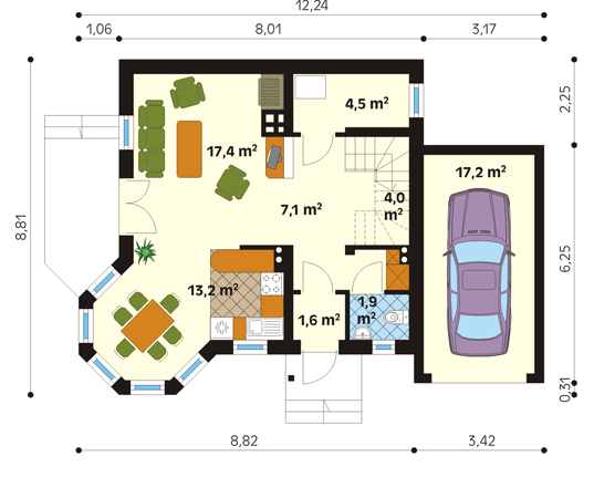 Projekt domu Kaśka - rzut parteru