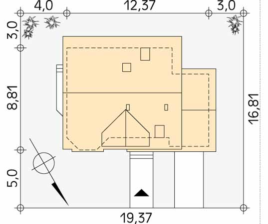 Projekt domu Kaśka - usytuowanie na działce