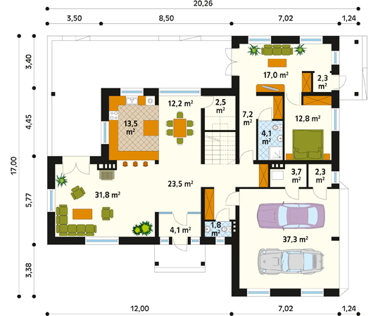 Projekt domu Kasztan - rzut parteru