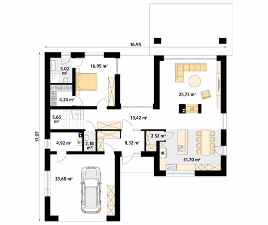 Projekt domu Katamaran - rzut parteru