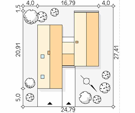 Projekt domu Katamaran dr-S - usytuowanie na działce
