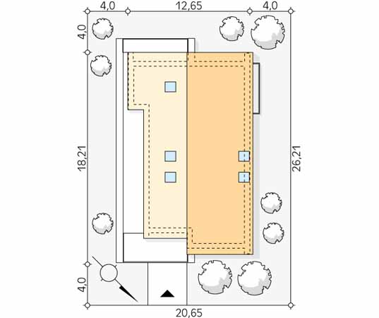 Projekt pensjonatu Kawiarnia - usytuowanie na działce