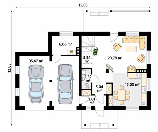 Projekt domu Kawka 3 - rzut parteru