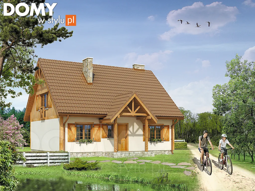 Projekt domu z poddaszem Kawka 5 - wizualizacja frontowa