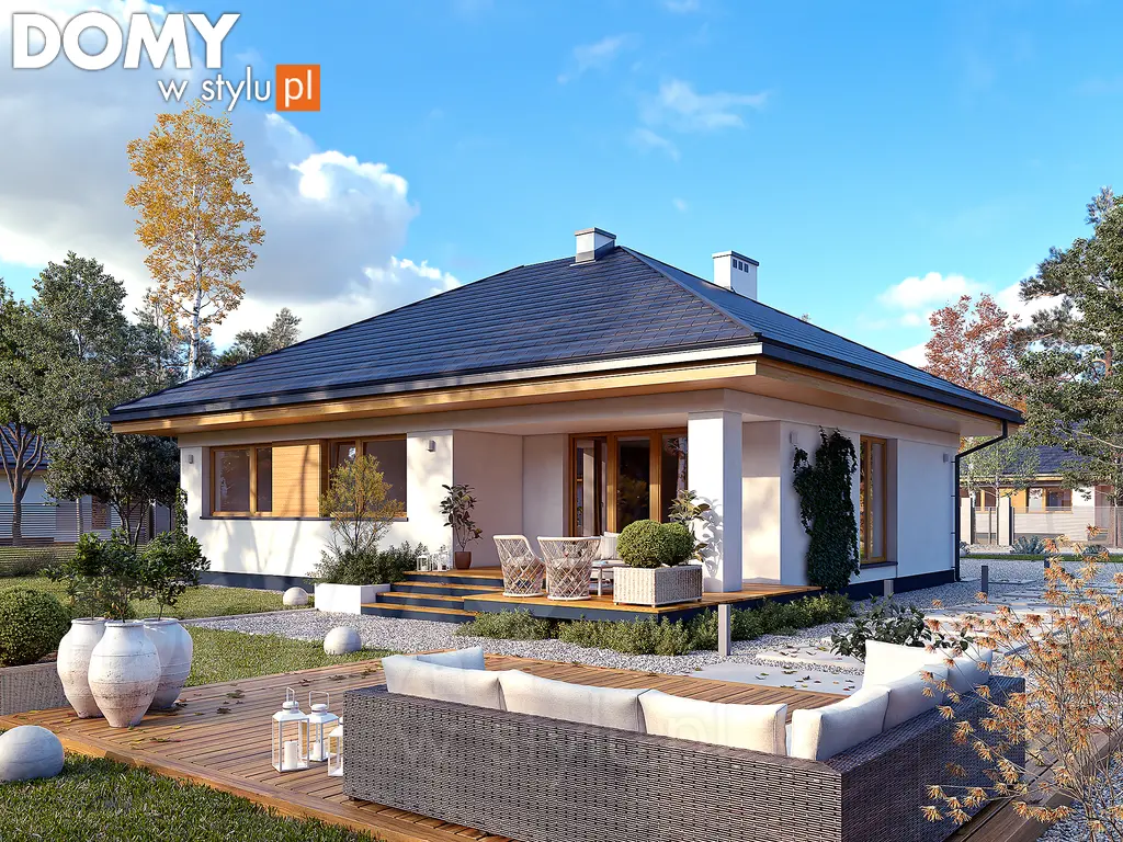 Nowoczesny projekt domu parterowego Kiwi 6 - wizualizacja frontowa
