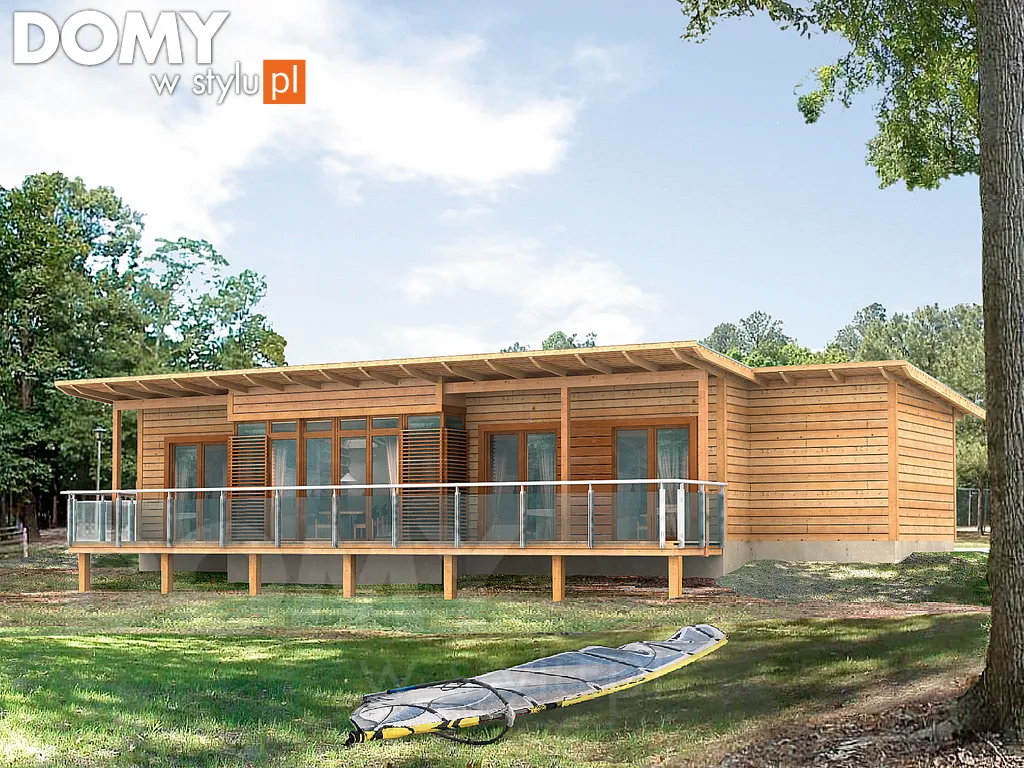 Nowoczesny projekt domu letniskowego drewnianego Klif dr-S - wizualizacja frontowa