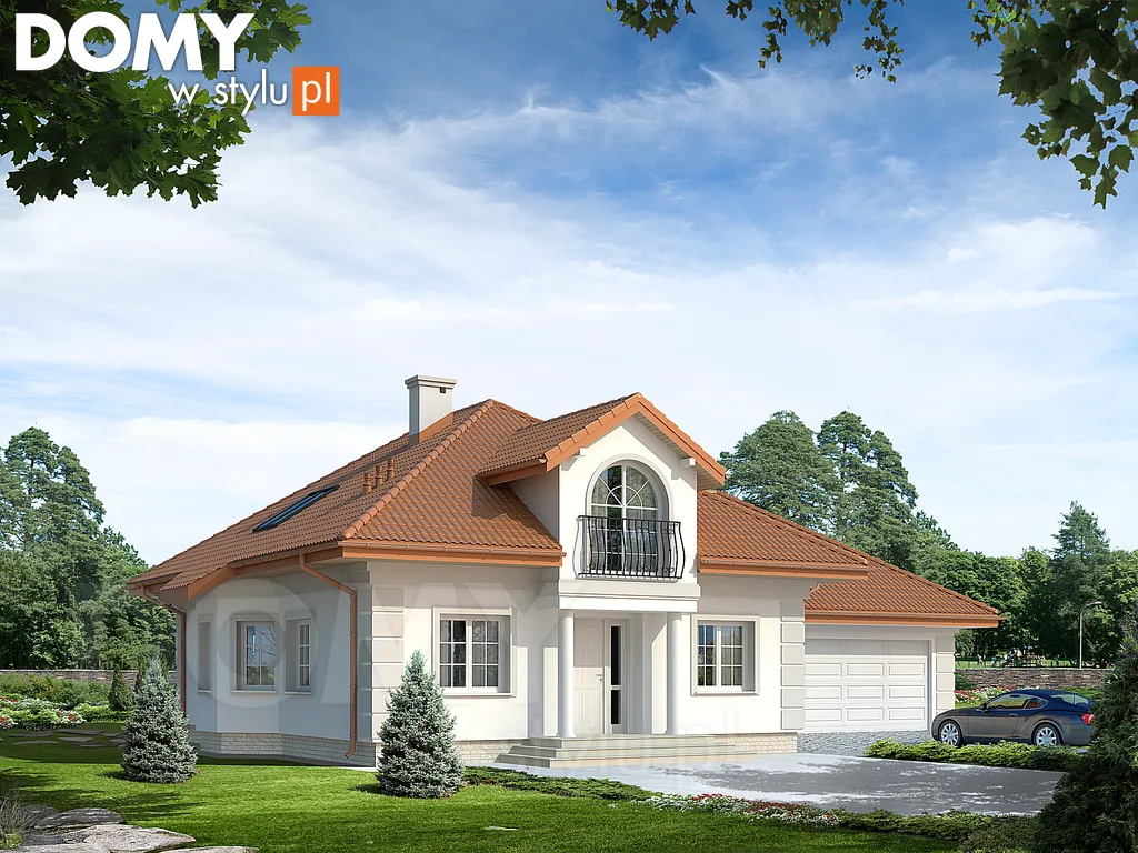 Projekt domu z poddaszem Klon - wizualizacja frontowa