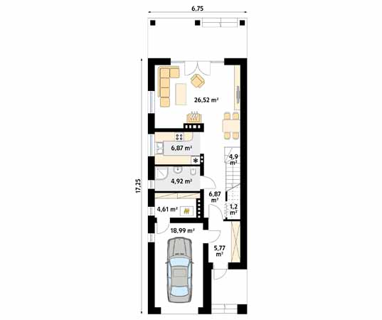 Projekt domu Koliber - rzut parteru