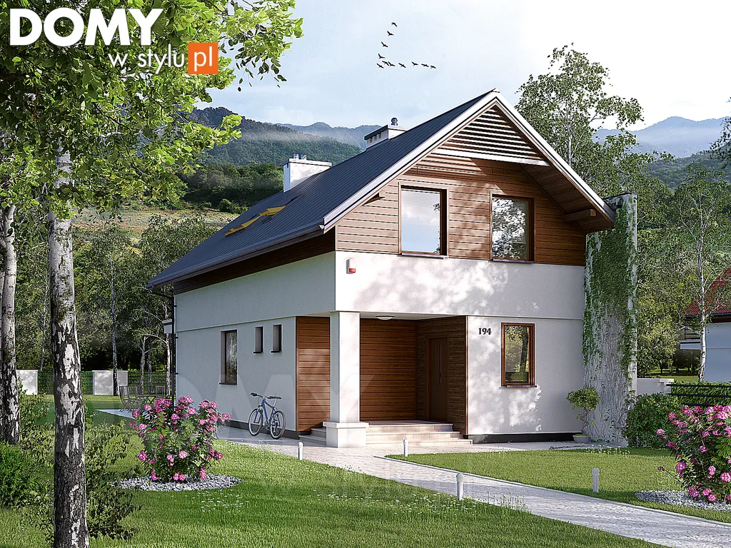 Nowoczesny projekt domu z poddaszem Koliber 4 - wizualizacja frontowa