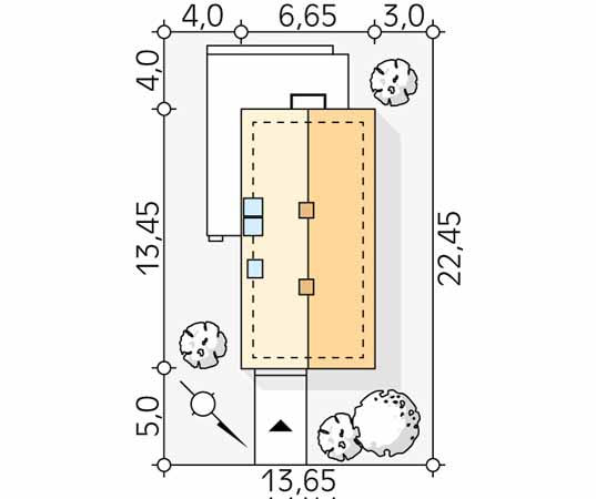 Projekt domu Koliber 6 - usytuowanie na działce