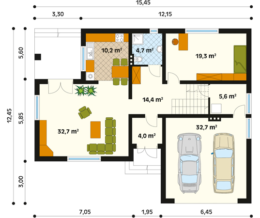 Projekt domu Kolor - rzut parteru