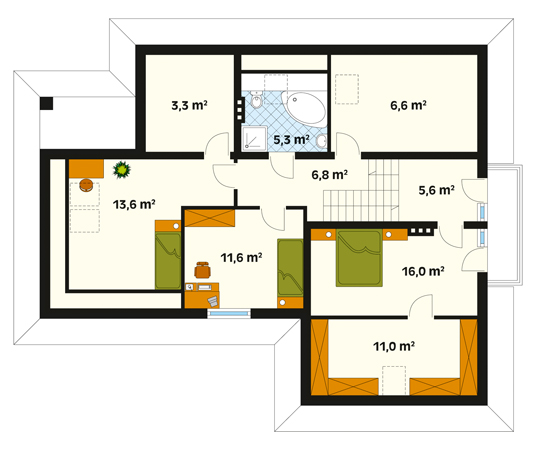 Projekt domu Kolor - rzut poddasza