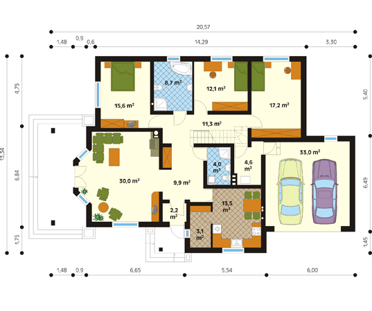 Projekt domu Kometa - rzut parteru