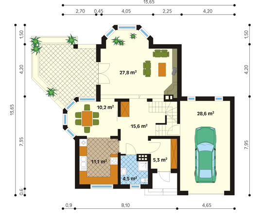 Projekt domu Koncert - rzut parteru
