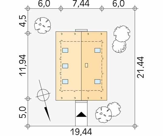 Projekt domu Konwalia bal - usytuowanie na działce