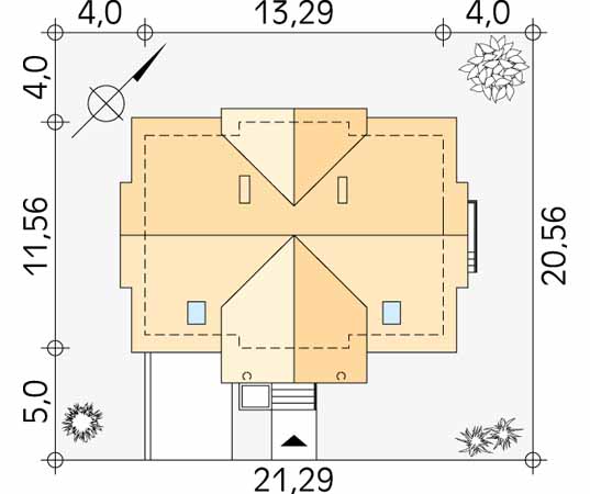 Projekt domu Kora - usytuowanie na działce