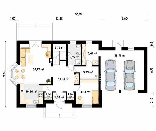 Projekt domu Koral - rzut parteru