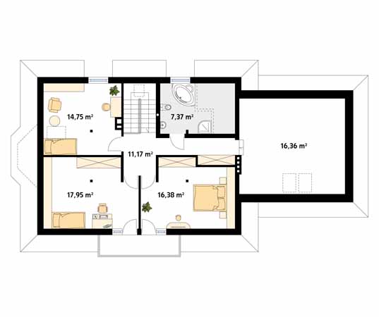 Projekt domu Koral - rzut poddasza