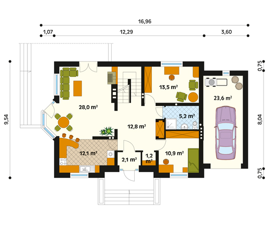 Projekt domu Koral 2 - rzut parteru