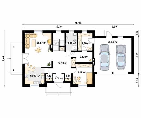 Projekt domu Koral 3 - rzut parteru