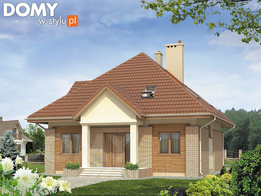 Projekt domu z poddaszem Kos 2 - wizualizacja frontowa
