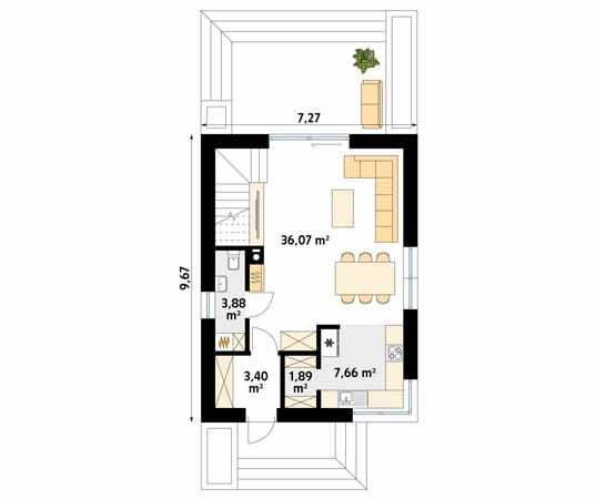 Projekt domu Kote - rzut parteru