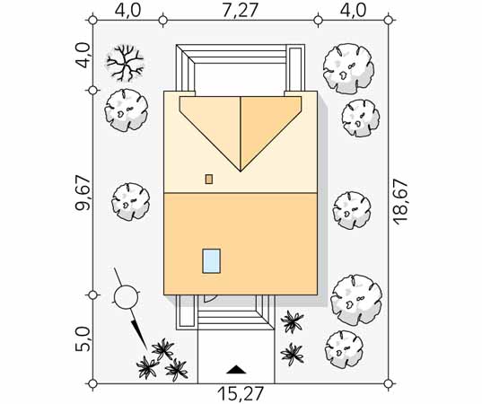 Projekt domu Kote - usytuowanie na działce