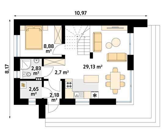 Projekt domu Kruszyna 2 - rzut parteru