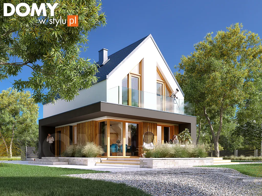 Nowoczesny projekt domu z poddaszem Kruszyna 2 - wizualizacja frontowa