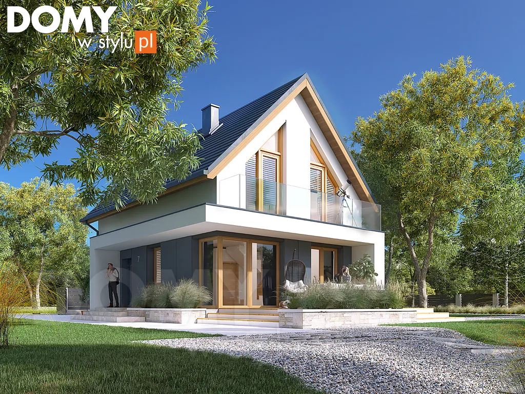 Nowoczesny projekt domu z poddaszem Kruszyna 3 - wizualizacja frontowa