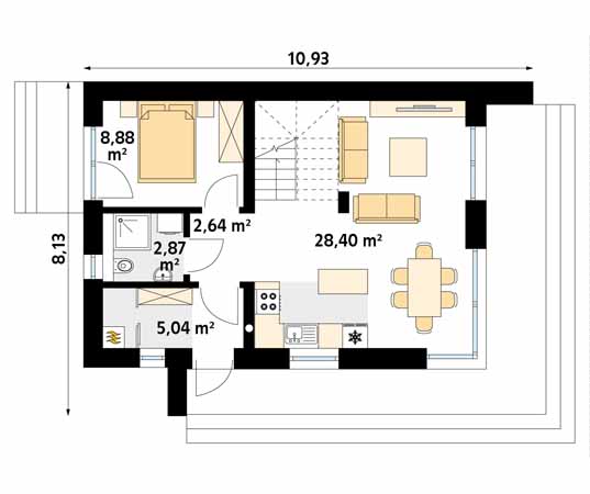 Projekt domu Kruszyna 4 - rzut parteru
