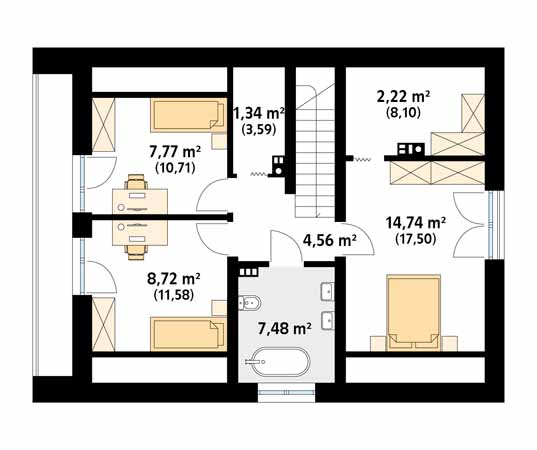 Projekt domu Krzemień - rzut poddasza