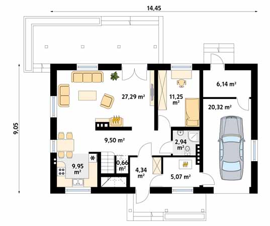 Projekt domu Kulczyk - rzut parteru