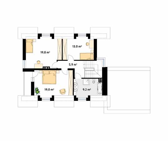 Projekt domu Kwarc 2 - rzut poddasza