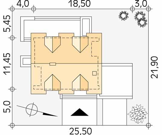 Projekt domu Kwarc 2 - usytuowanie na działce