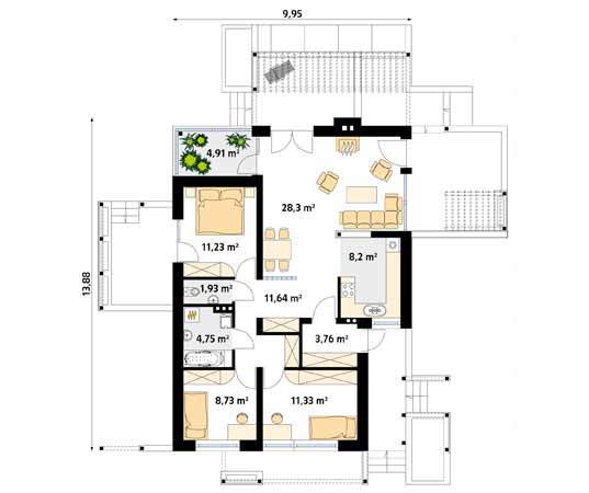 Projekt domu Lara - rzut parteru